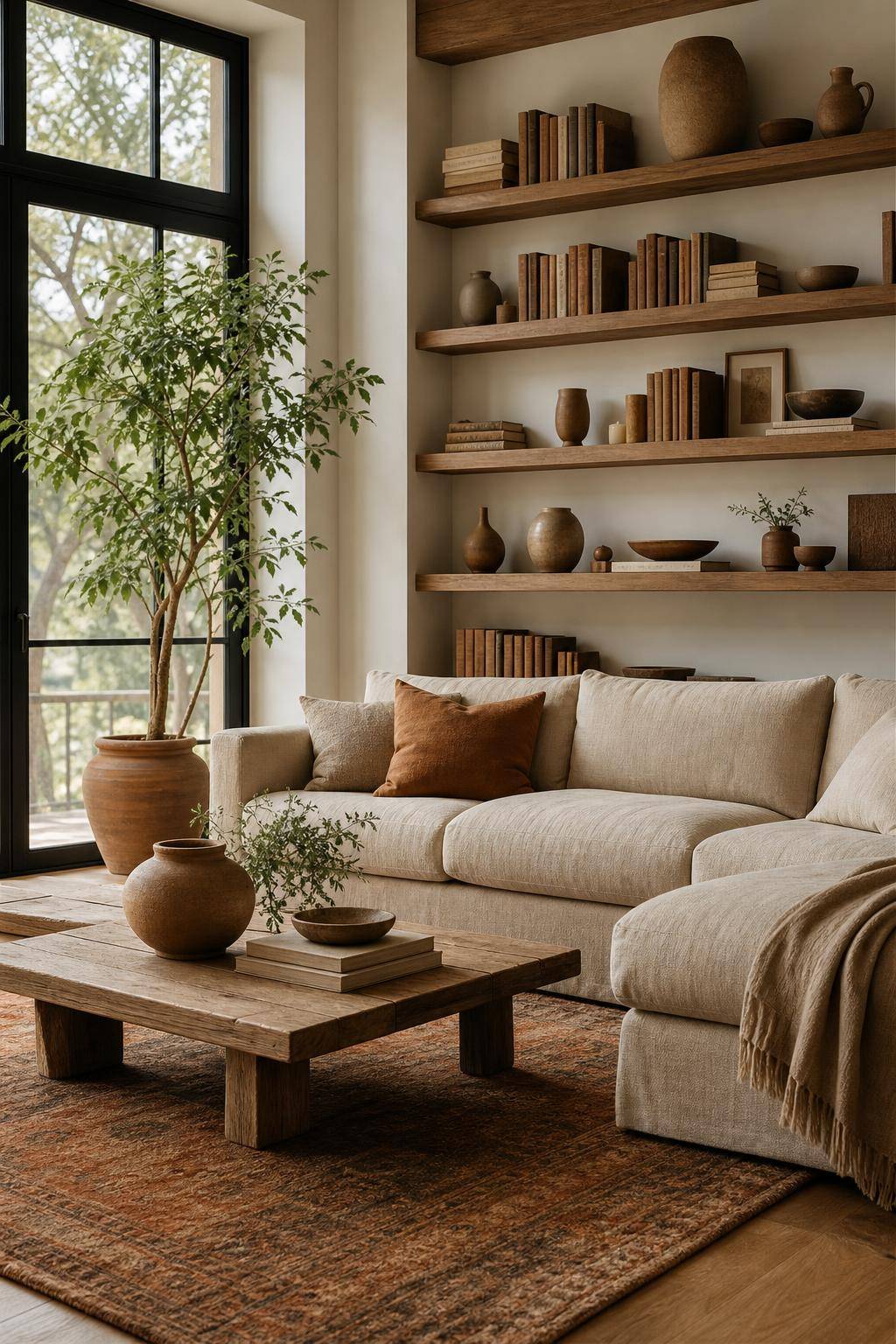 Inspiration: dekorieren mit Erdtönen- Präsentiere Bücher mit braunen oder sandigen Einbänden