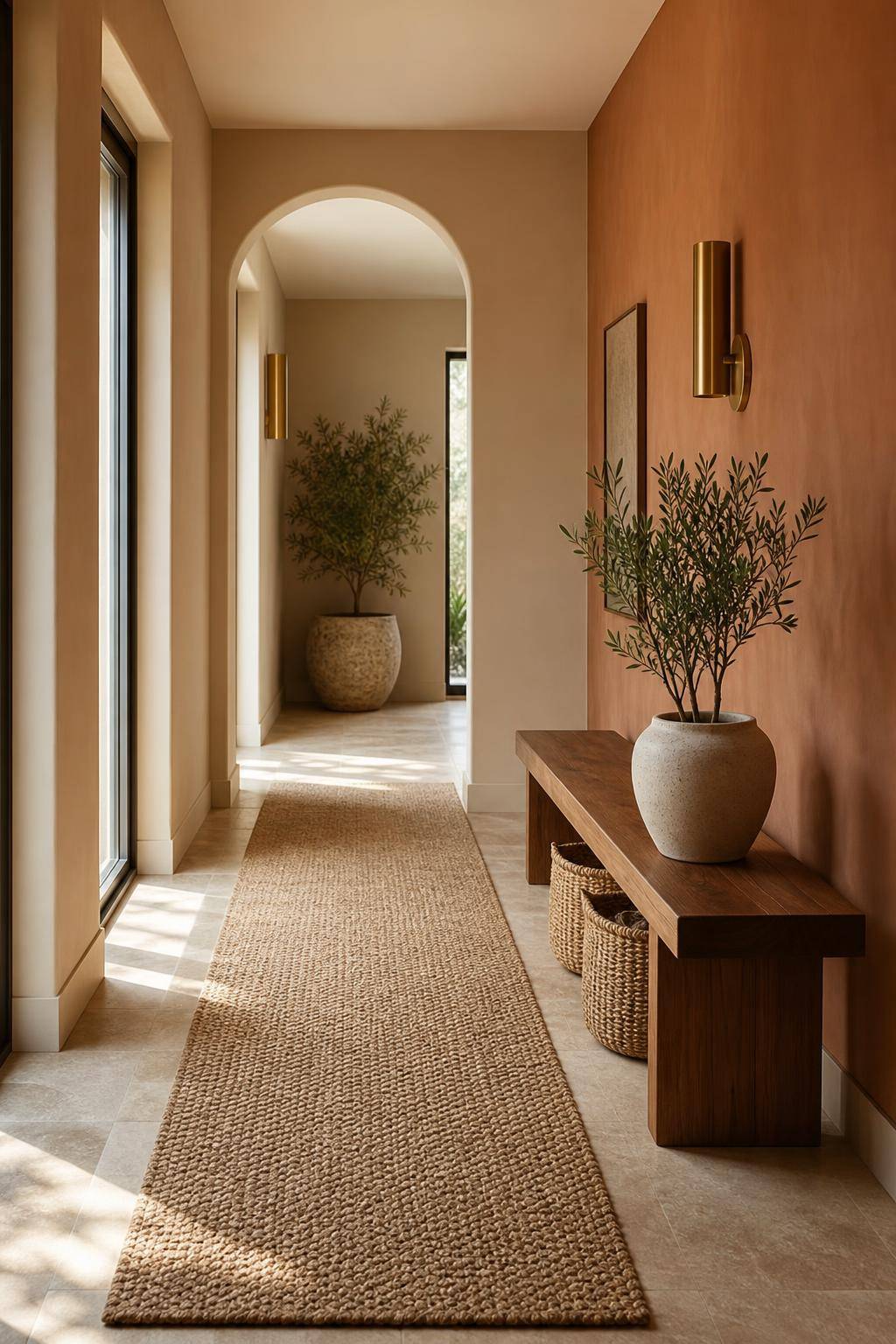 Inspiration: dekorieren mit Erdtönen- Verschönere den Flur mit Jute-Läufern