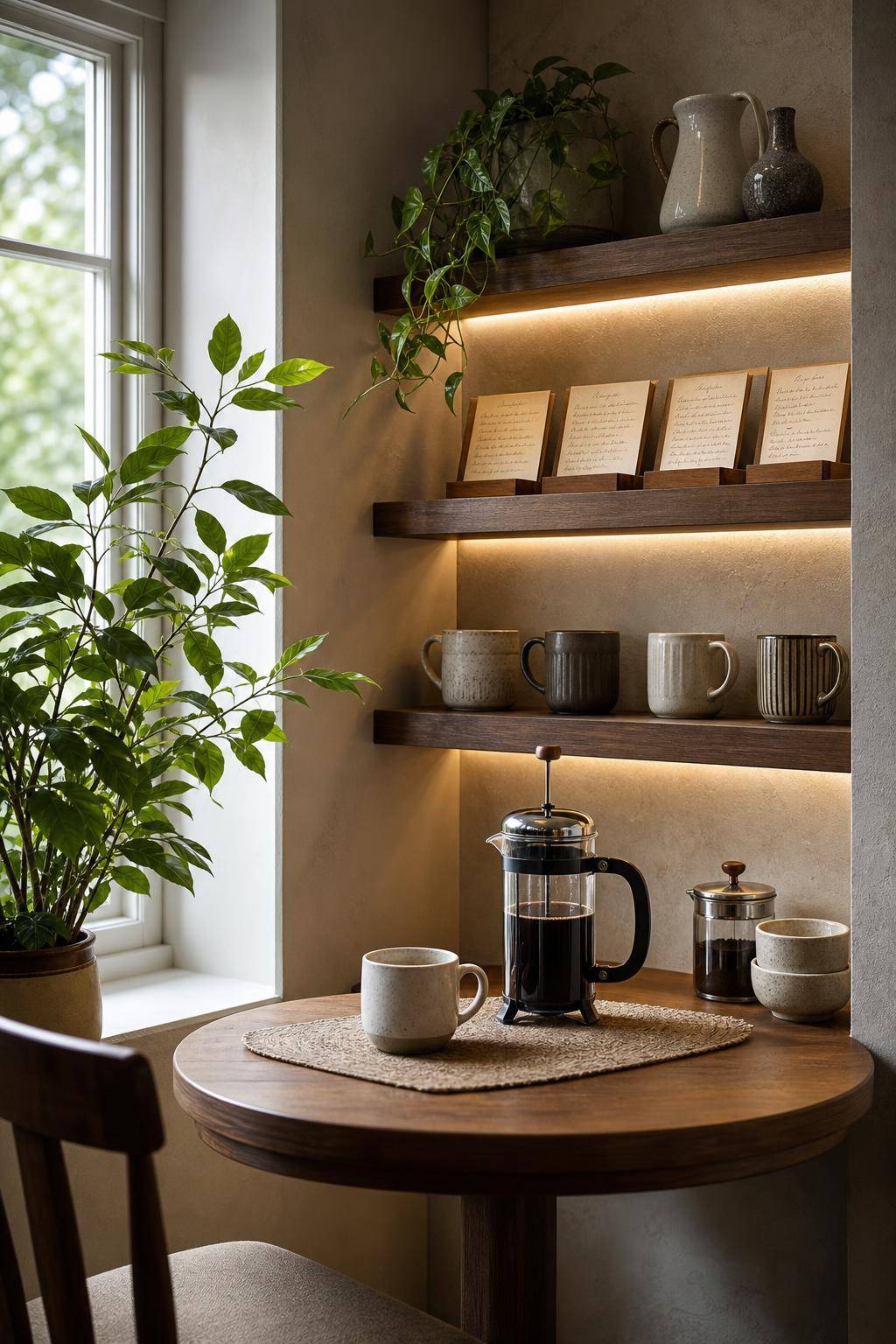 Kaffeeecke einrichten- Halte handgeschriebene Rezeptkarten bereit