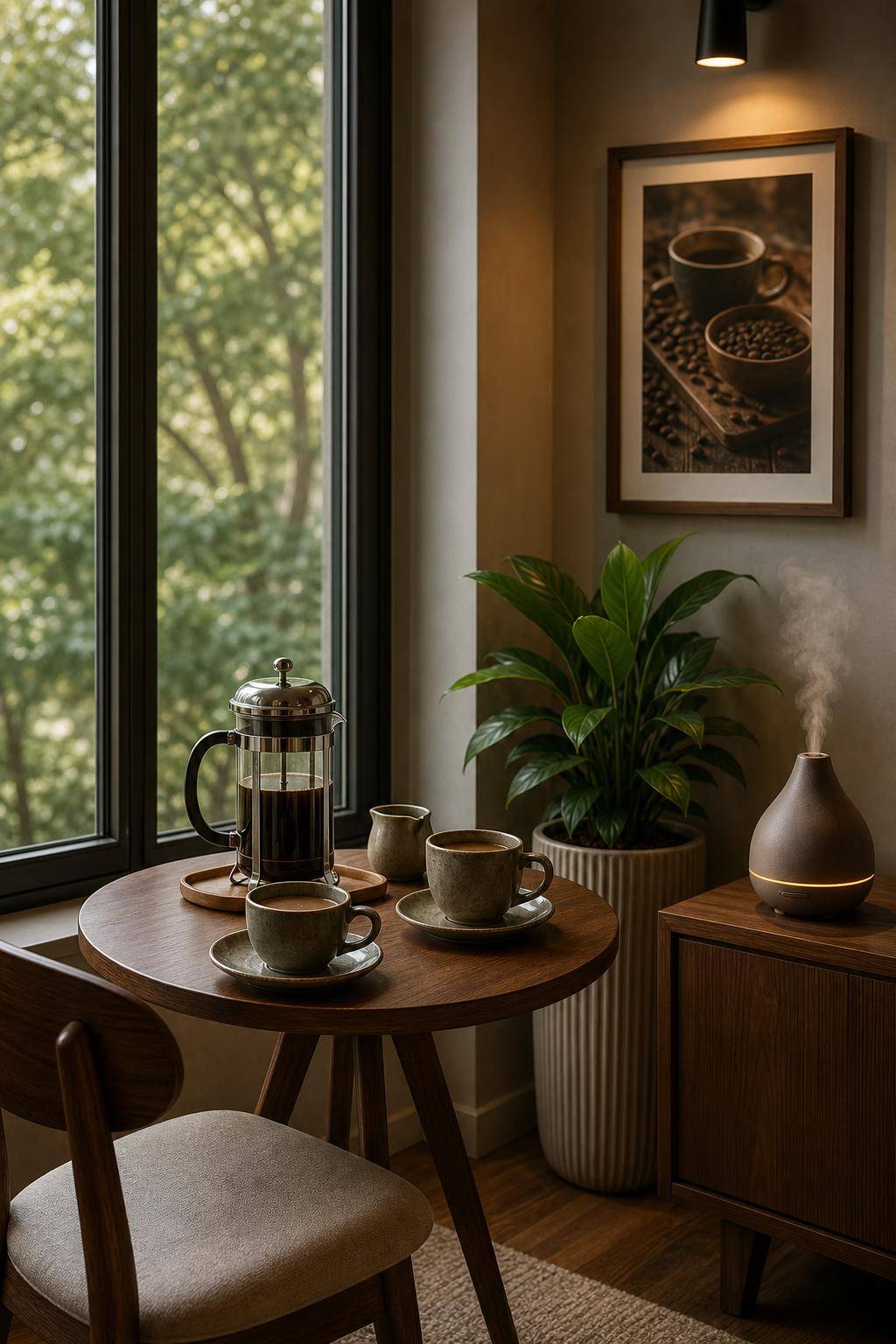 Kaffeeecke einrichten- Nutze Raumduft mit Kaffeenoten für Atmosphäre
