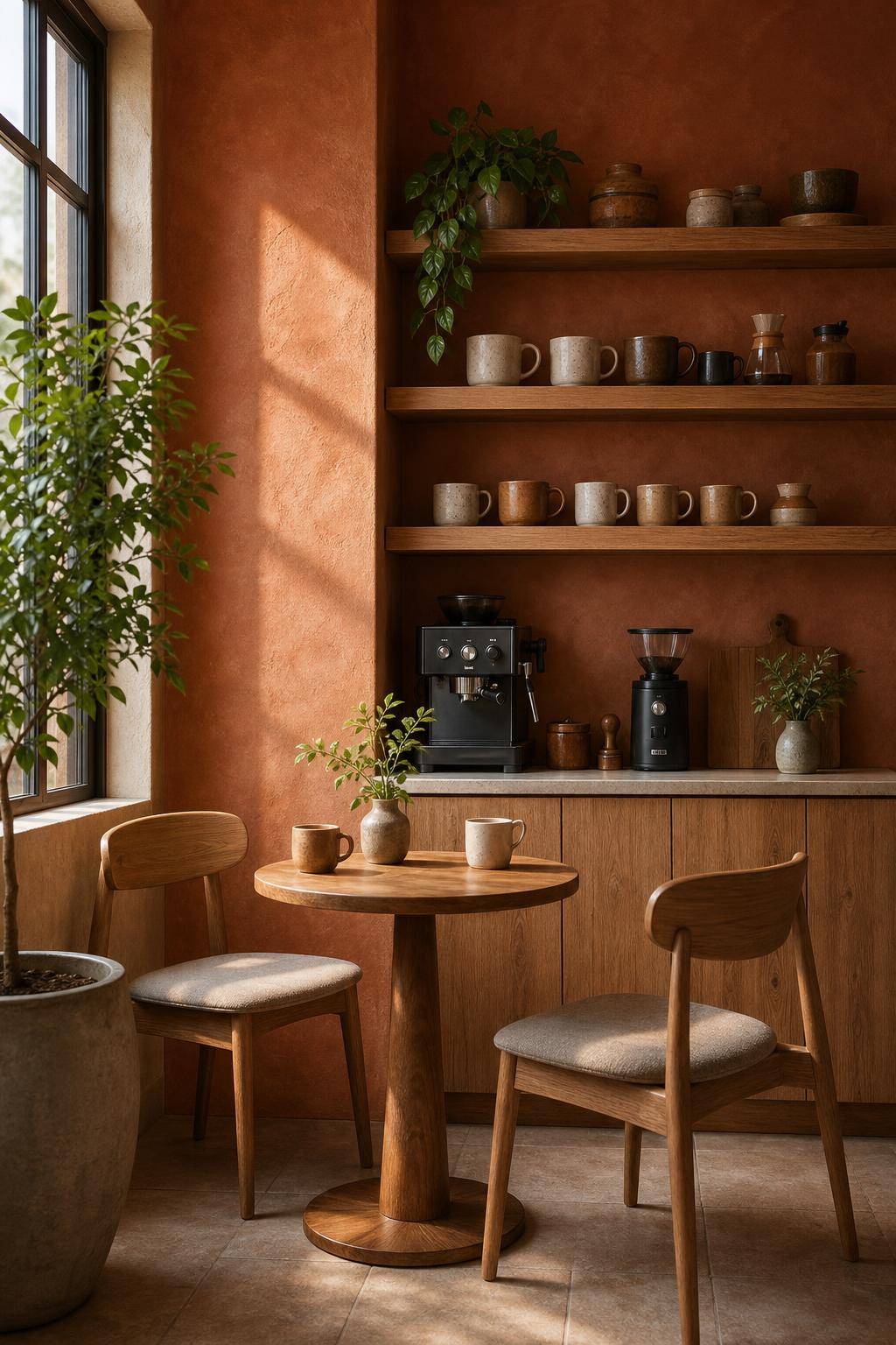 Kaffeeecke einrichten- Streiche die Ecke in warmen, erdigen Tönen