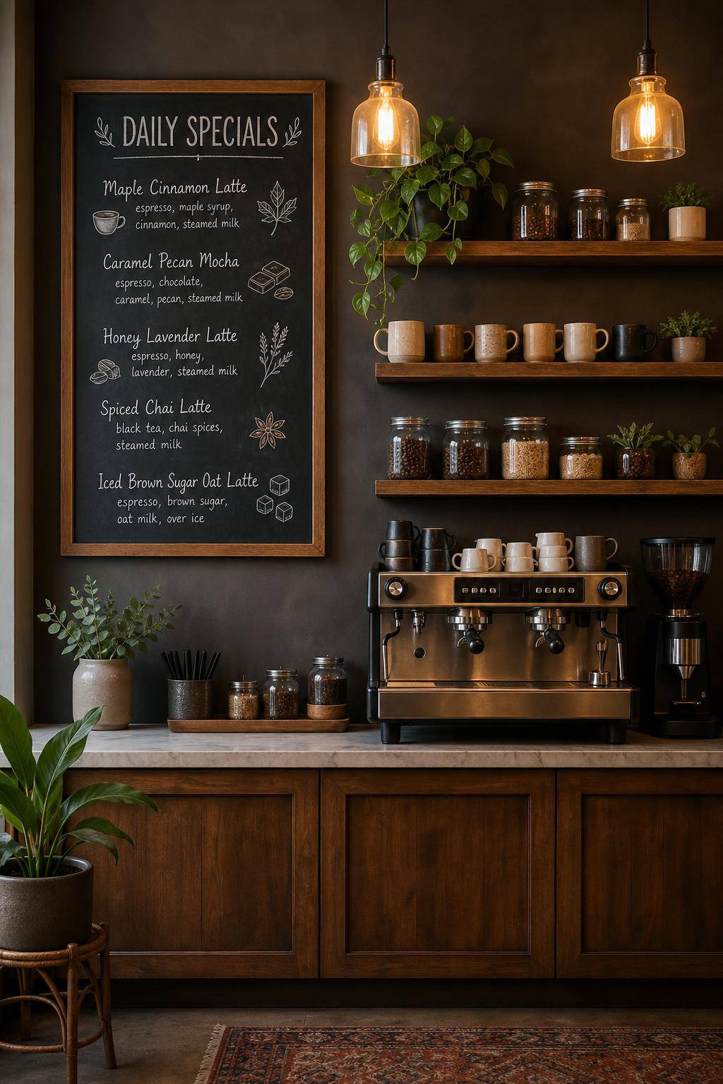 Kaffeeecke einrichten- Verwende eine Kreidetafel für Tagesangebote