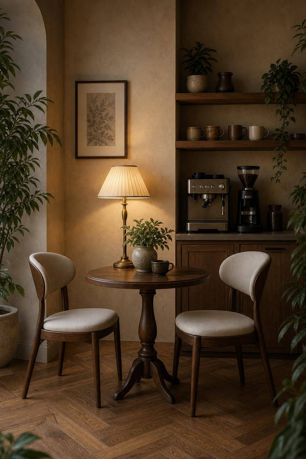 Kaffeeecke einrichten- Wähle eine dekorative Lampe für sanftes Licht