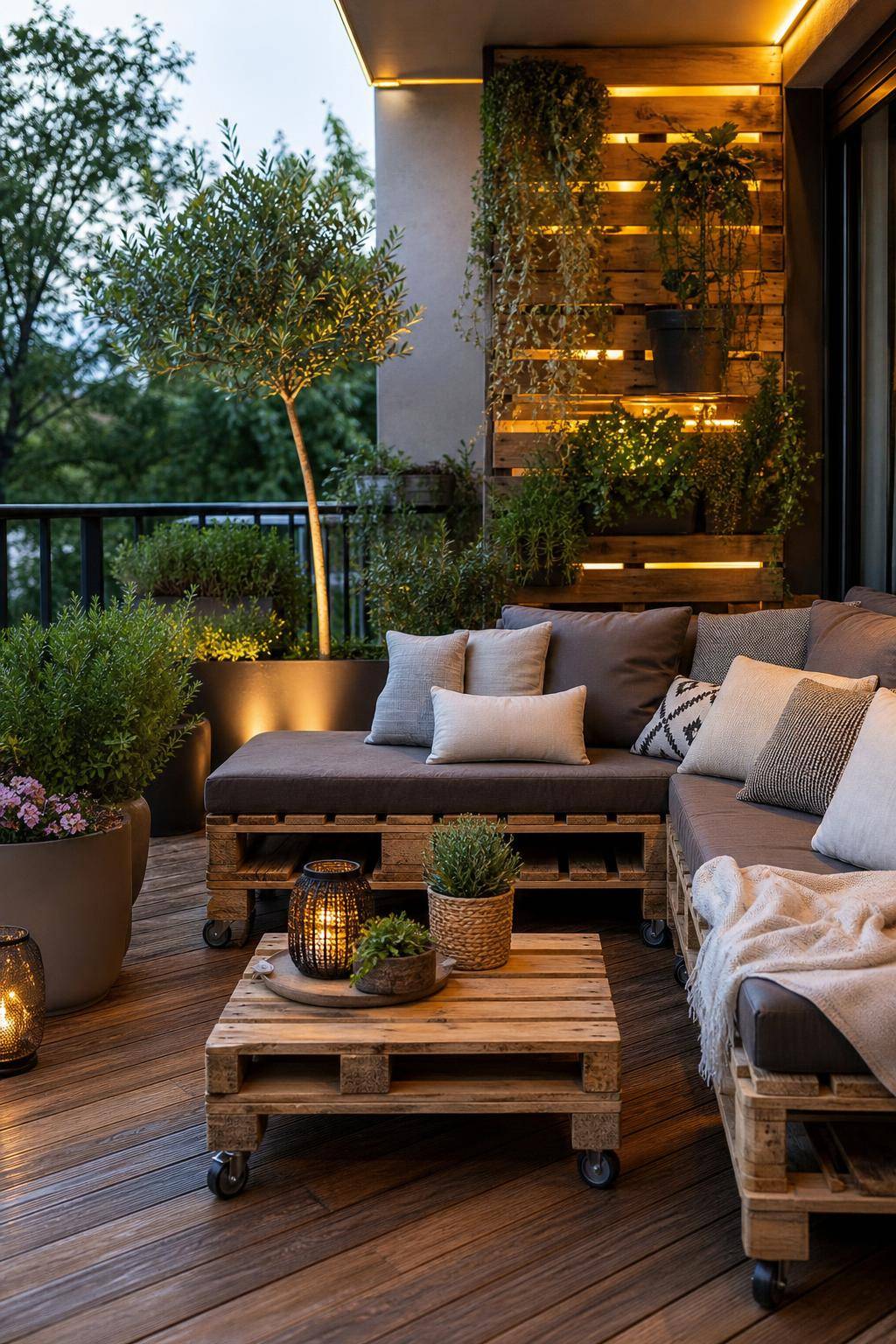 Palettenmöbel-Ideen: Garten und Balkon- Installiere Rollen für mobile Palettenmöbel