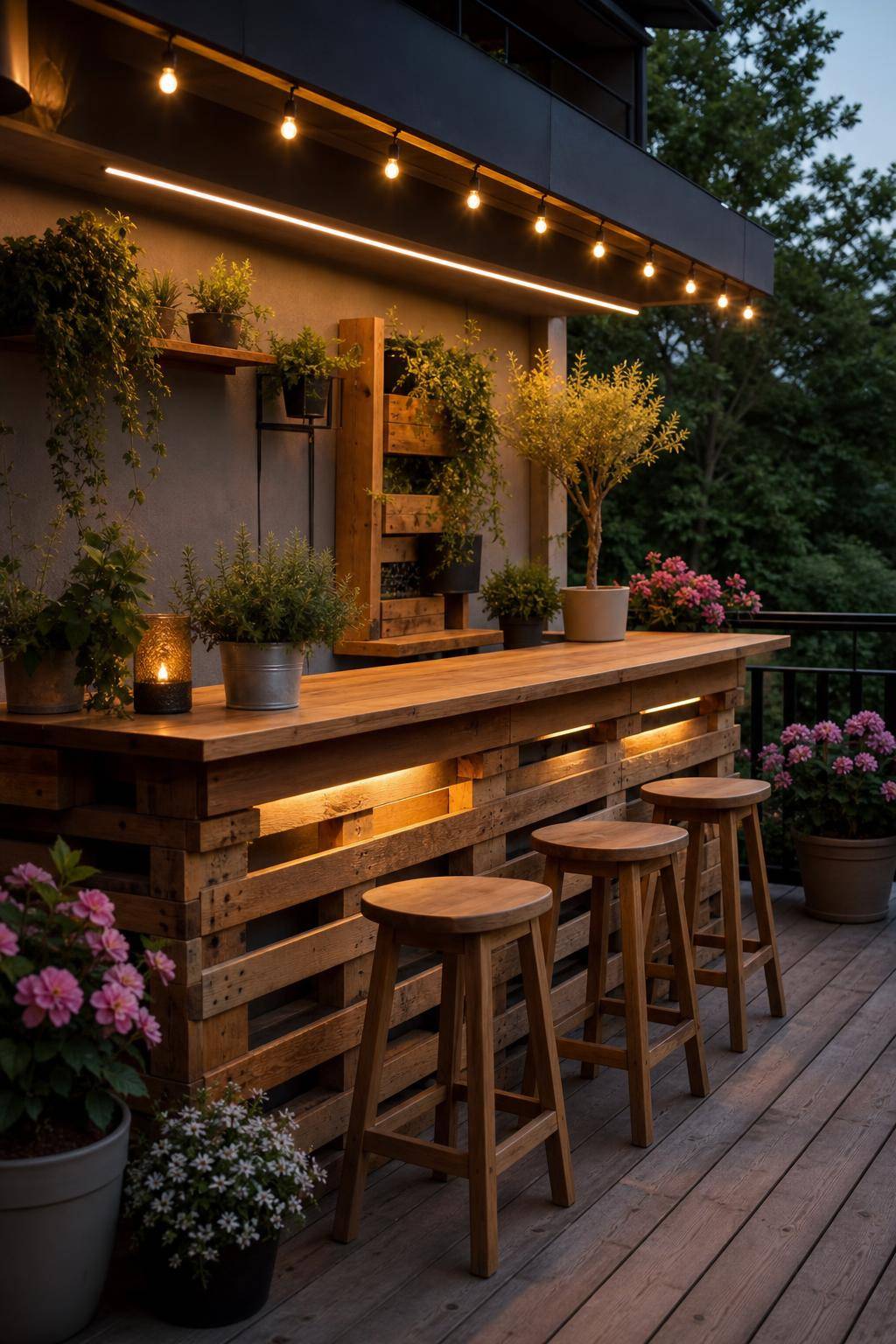 Palettenmöbel-Ideen: Garten und Balkon- Schaffe eine Outdoor-Bar aus gestapelten Paletten