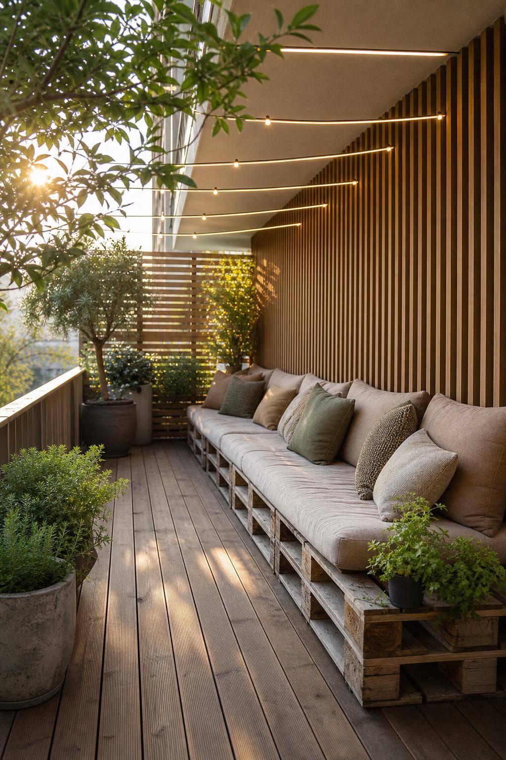 Palettenmöbel-Ideen: Garten und Balkon- Verbinde Paletten zu einer langen Gartenbank