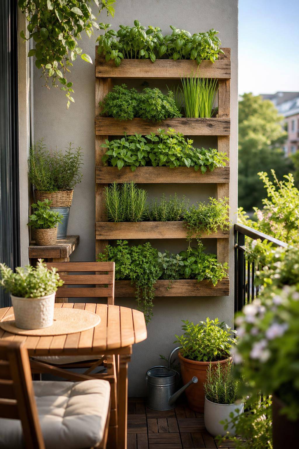 Palettenmöbel-Ideen: Garten und Balkon- Verwandle eine Palette in ein vertikales Kräuterregal