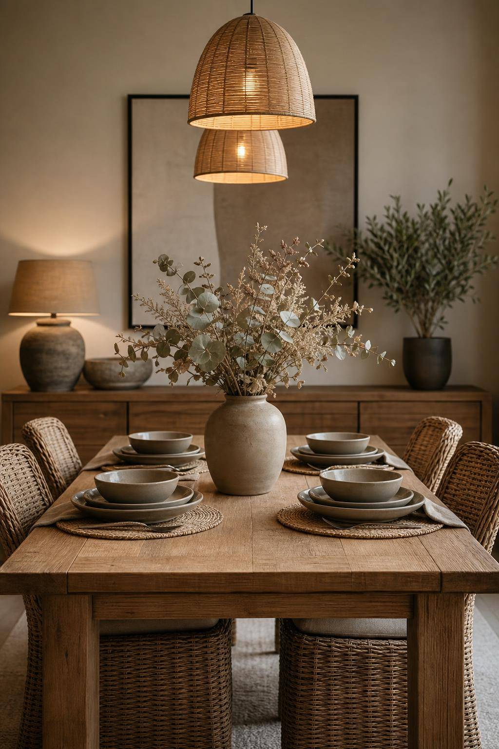 Tolle Ideen: Mit der Farbe Taupe einrichten- Setze auf taupefarbenes Geschirr im Esszimmer