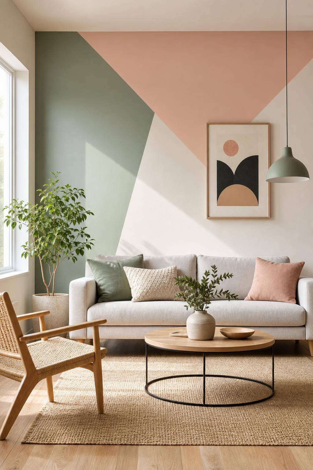 Wandfarben für kleine Räume- Spiele mit geometrischen Farbmustern an der Wand