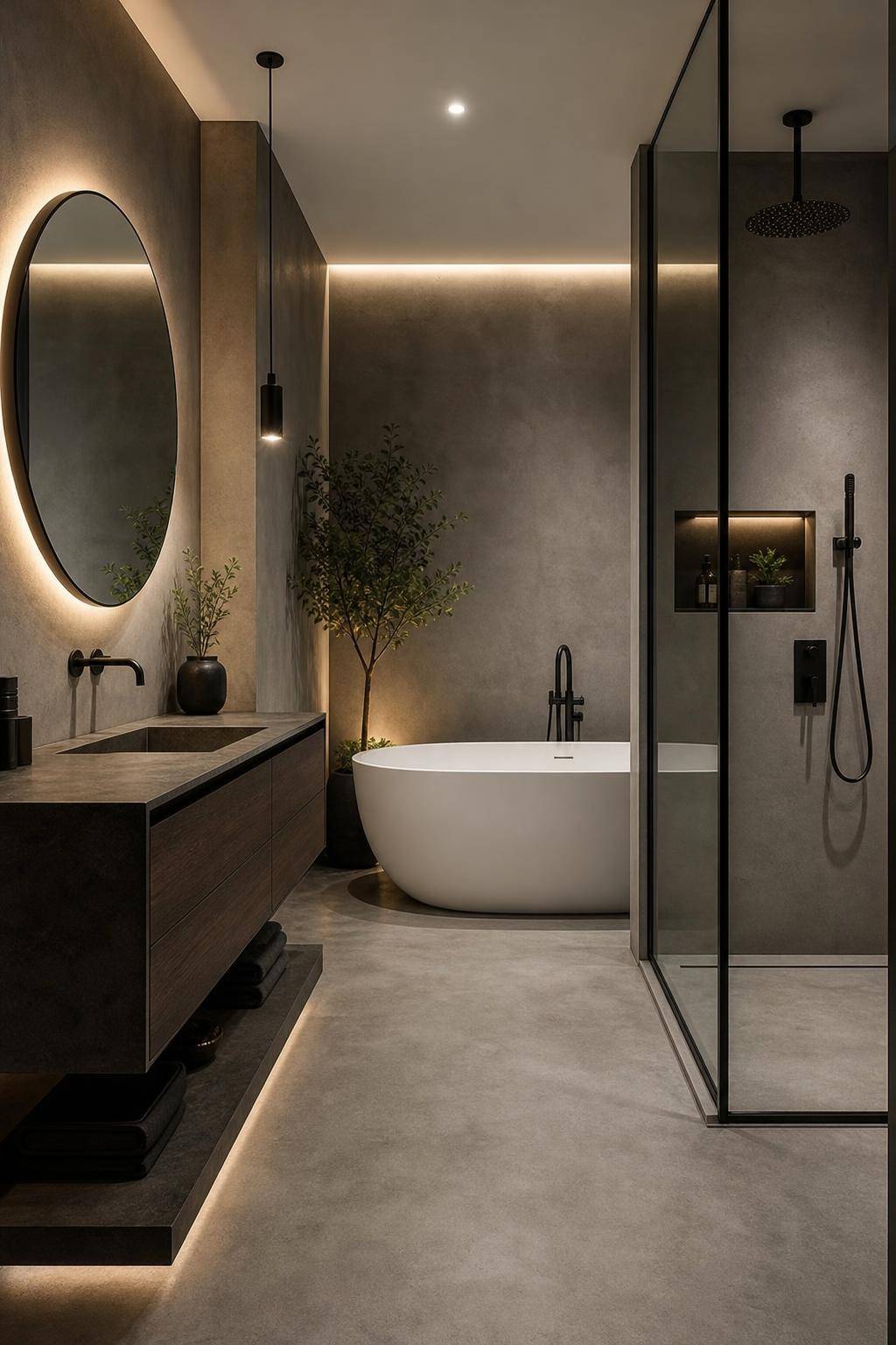 Badezimmer in Grau einrichten-Setze auf Betonoptik für urbanen Look