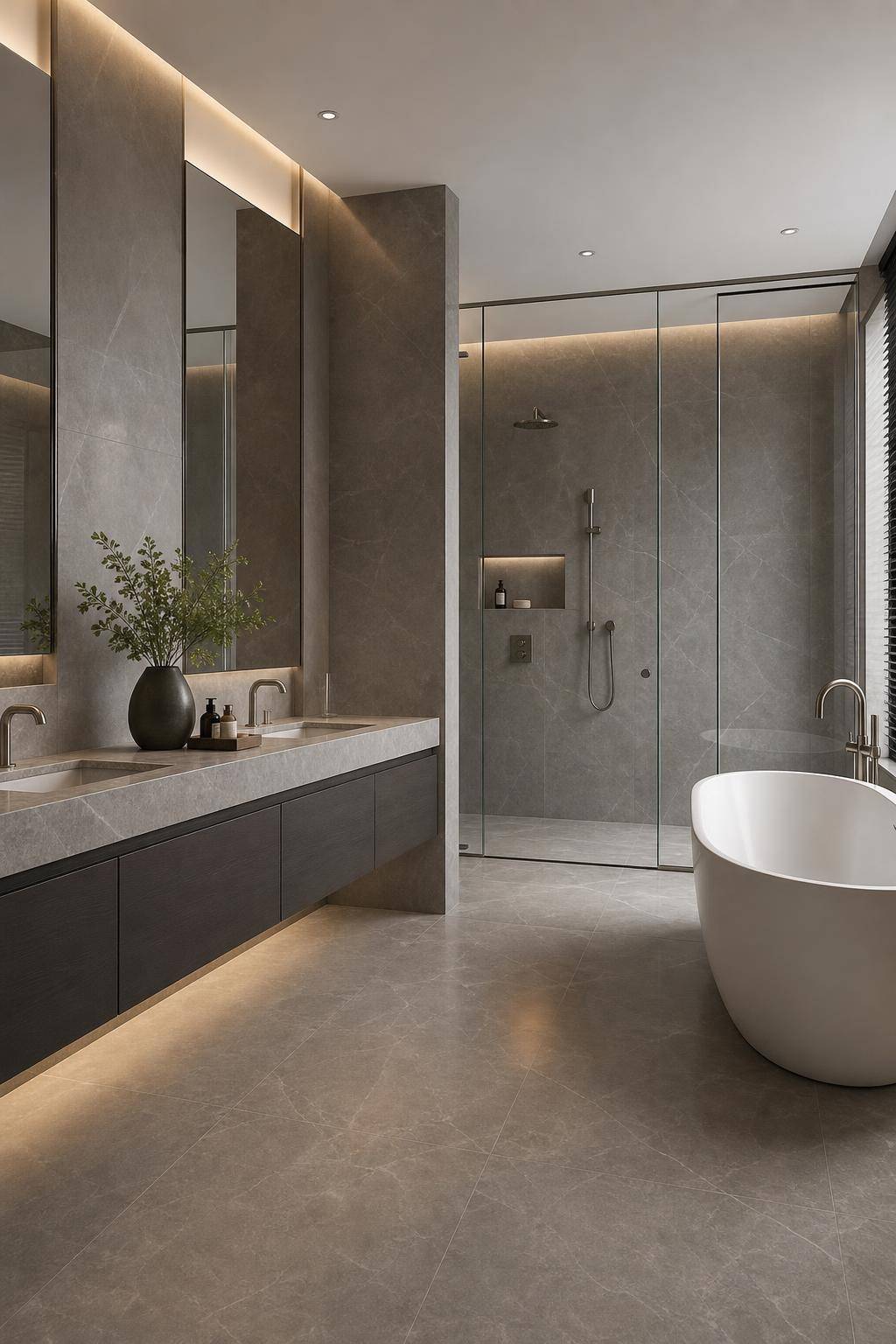 Badezimmer in Grau einrichten- Nutze Marmor in Grau für Luxus-Flair