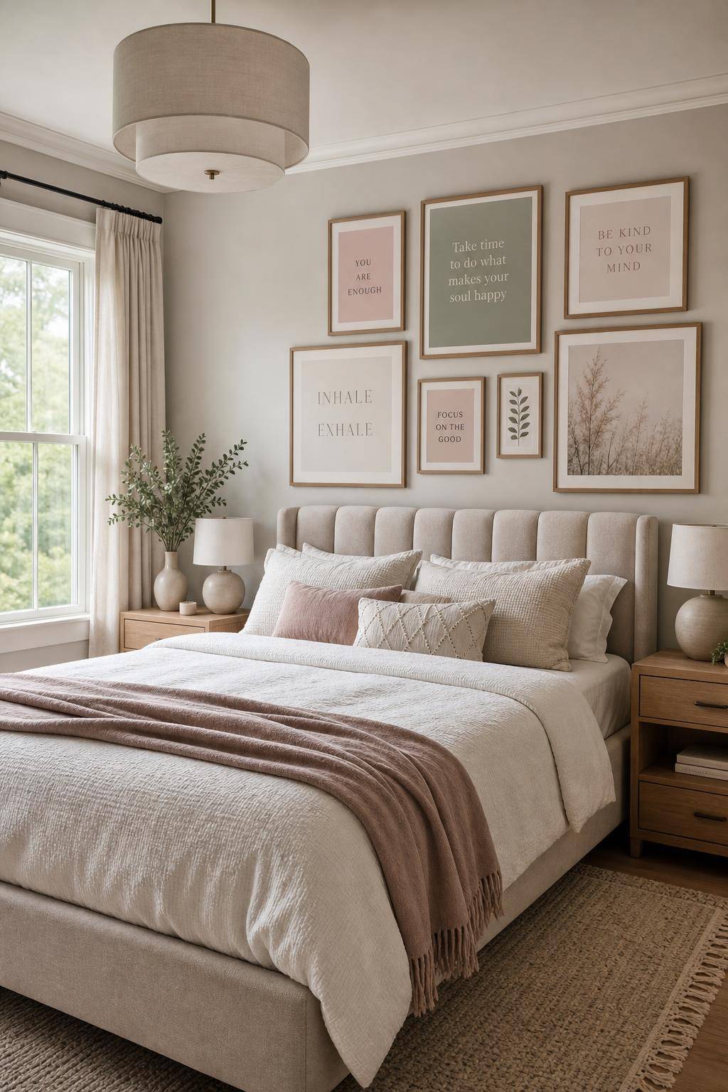 Bilderwand Schlafzimmer Ideen- Füge Zitate als inspirierende Prints ein