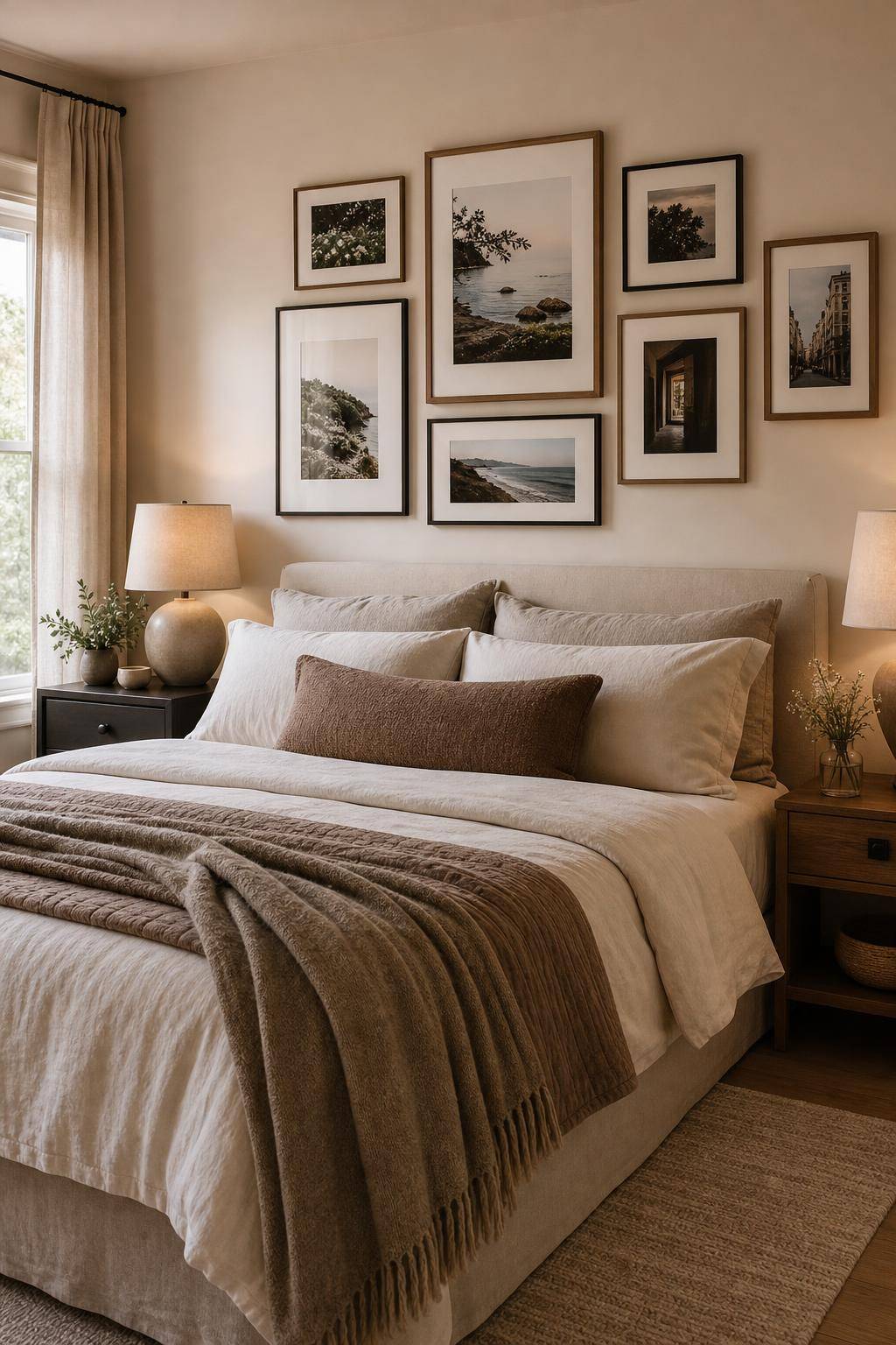 Bilderwand Schlafzimmer Ideen- Integriere persönliche Fotos für emotionale Akzente