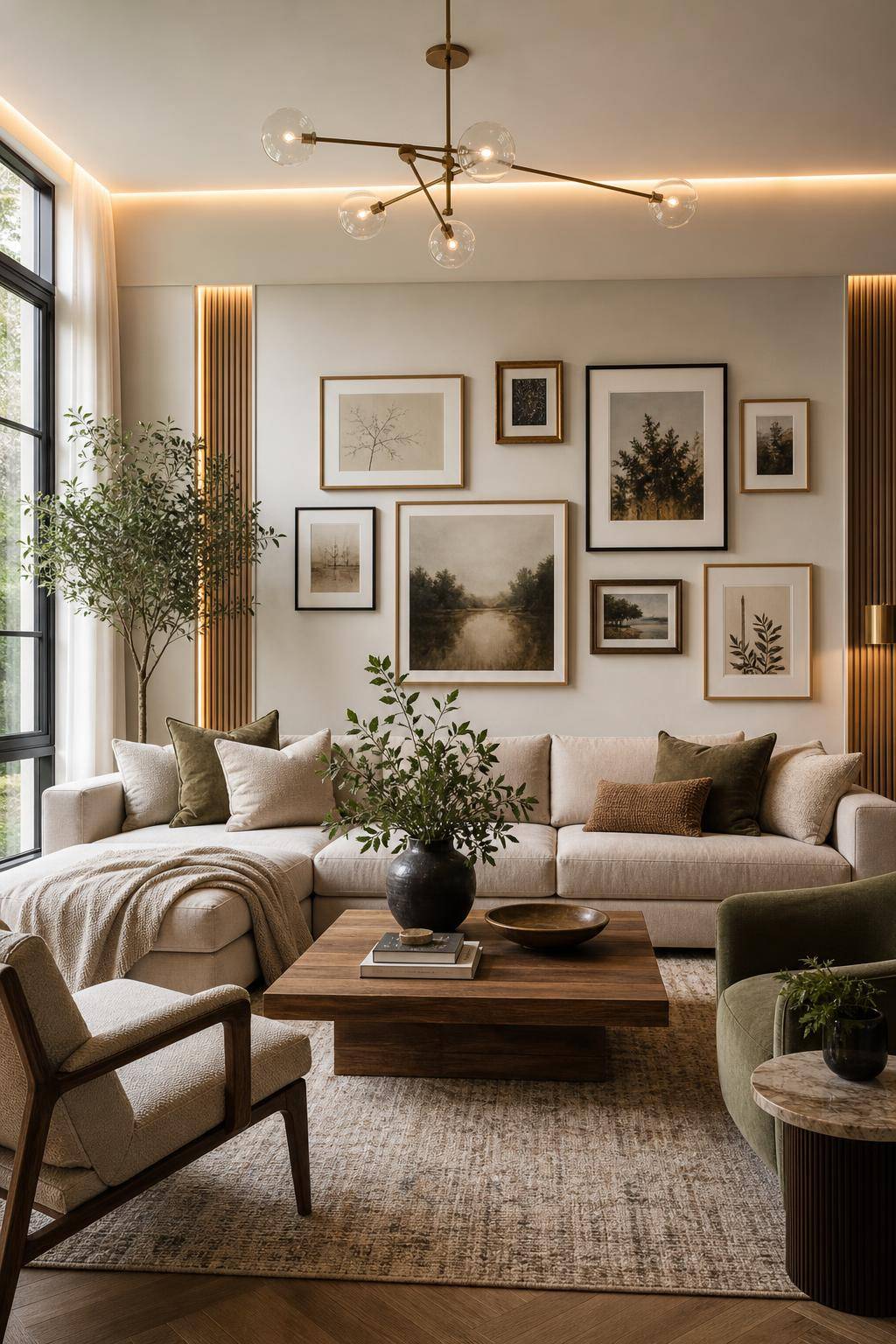Bilderwand Wohnzimmer Ideen- Mixe moderne und klassische Bilderrahmen