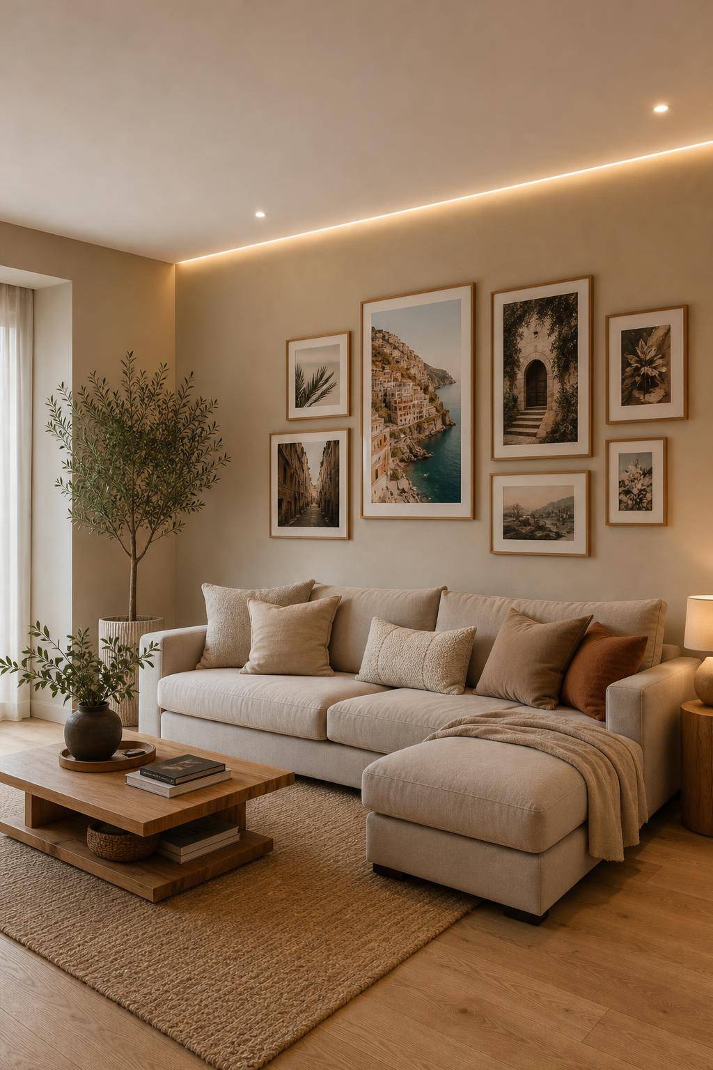 Bilderwand Wohnzimmer Ideen- Präsentiere Reiseerinnerungen gemeinsam