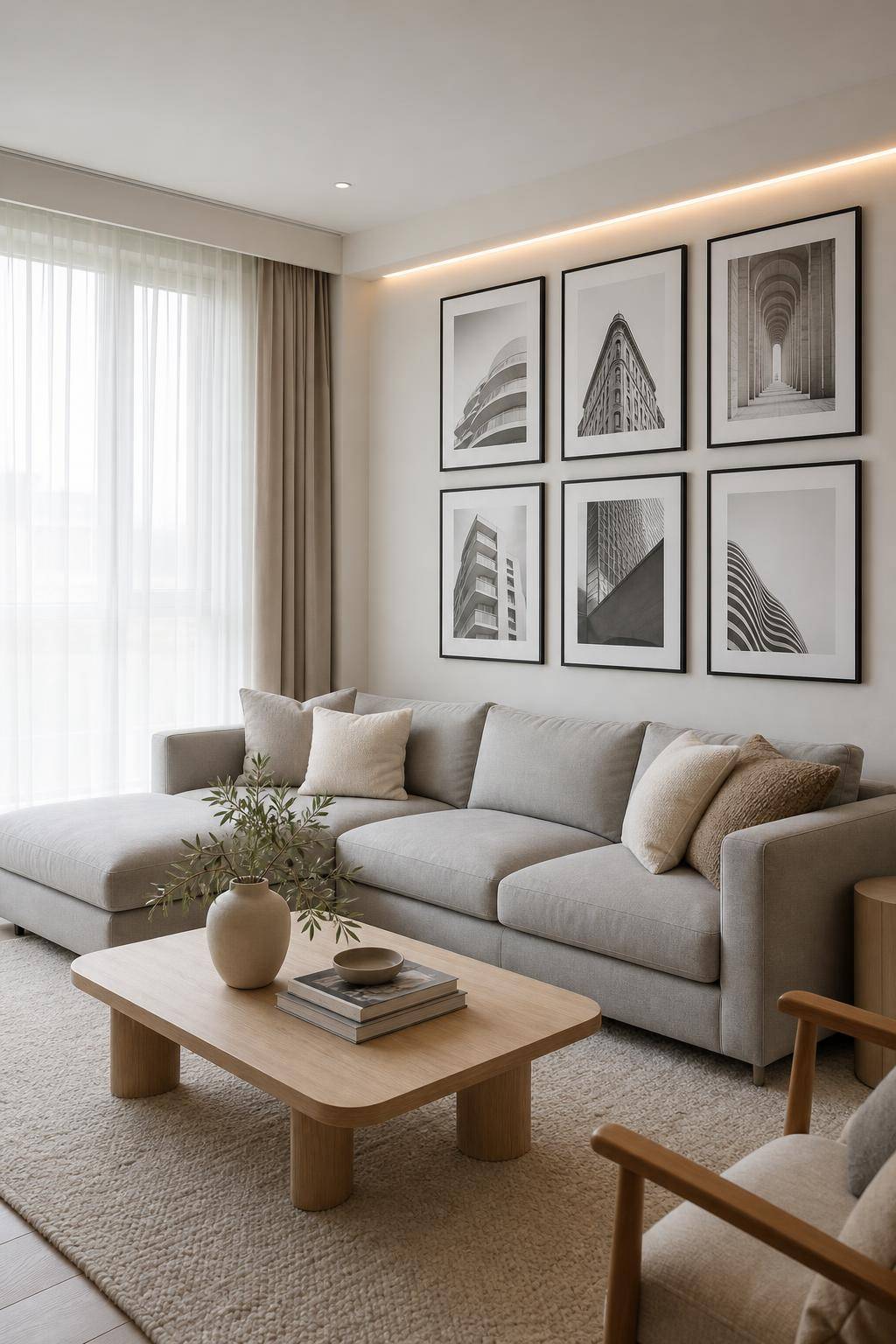 Bilderwand Wohnzimmer Ideen- Schaffe Fokus durch monothematische Motive