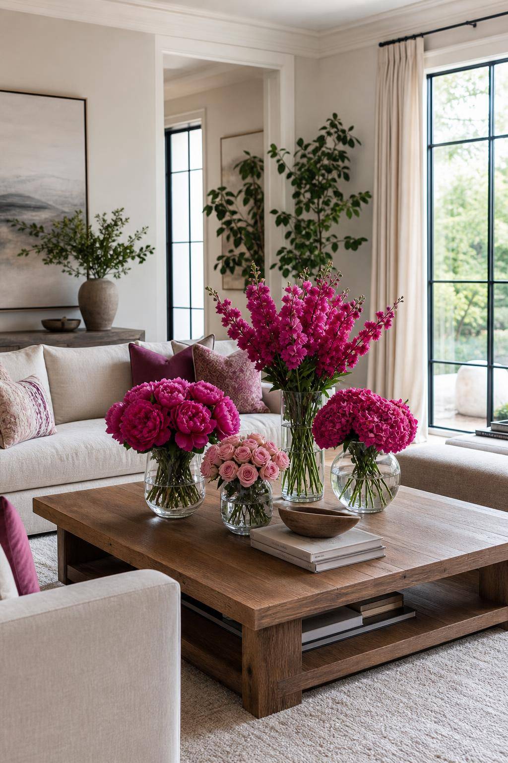 Einrichtungsideen mit der Farbe Magenta- Arrangiere Blumensträuße mit pinken Akzenten