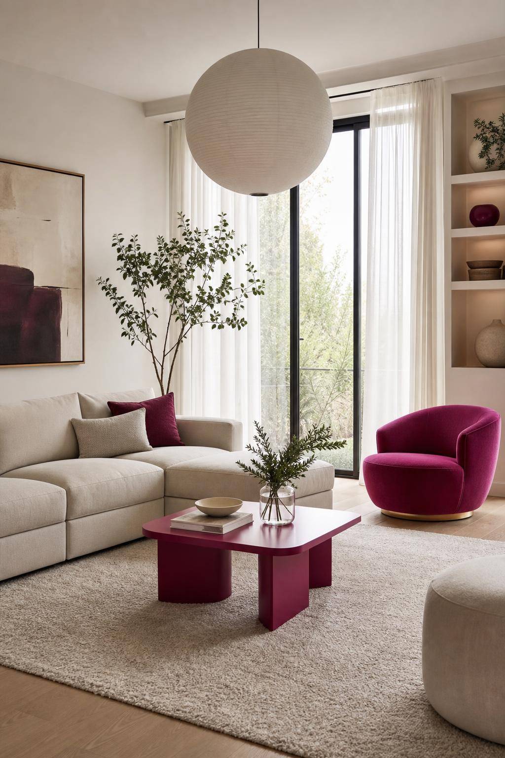 Einrichtungsideen mit der Farbe Magenta- Integriere kleine Möbelstücke in Magenta