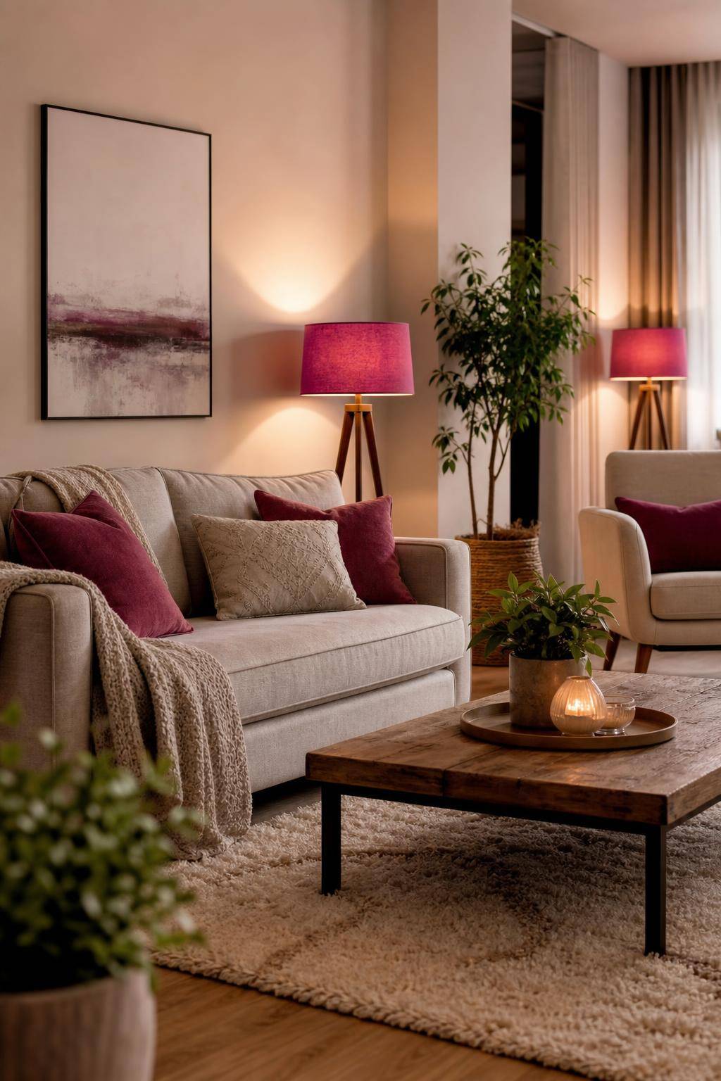 Einrichtungsideen mit der Farbe Magenta- Nutze magenta farbene Lampenschirme für Gemütlichkeit