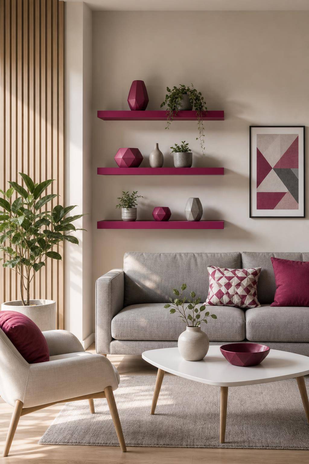 Einrichtungsideen mit der Farbe Magenta- Spiele mit Magenta in Wandregalen