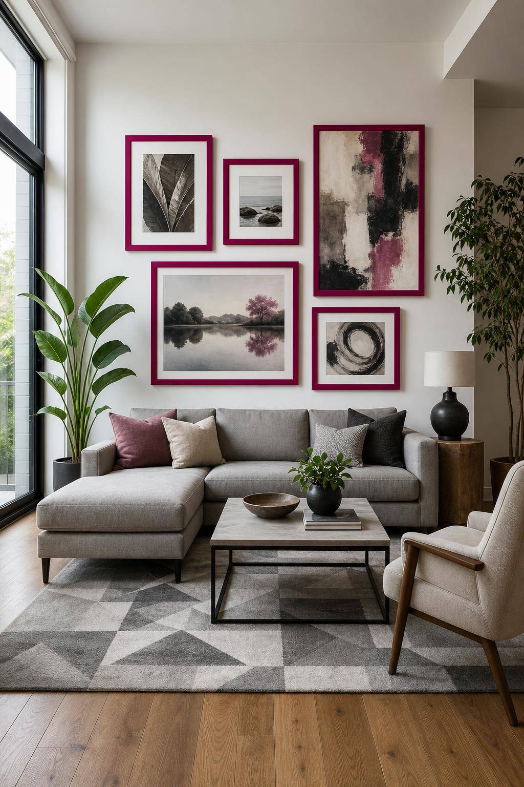 Einrichtungsideen mit der Farbe Magenta- Verleihe Bildern Rahmen in kräftigem Magenta