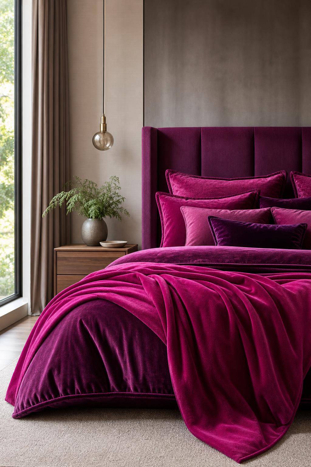Einrichtungsideen mit der Farbe Magenta- Wähle Bettwäsche in magentafarbenen Nuancen
