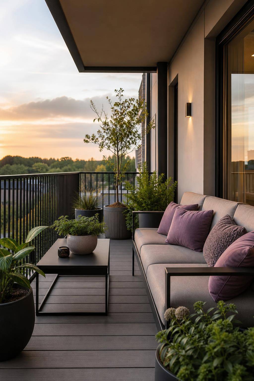 Einrichtungsideen mit der Farbe Mauve- Belebe deinen Balkon mit Mauve-Kissen