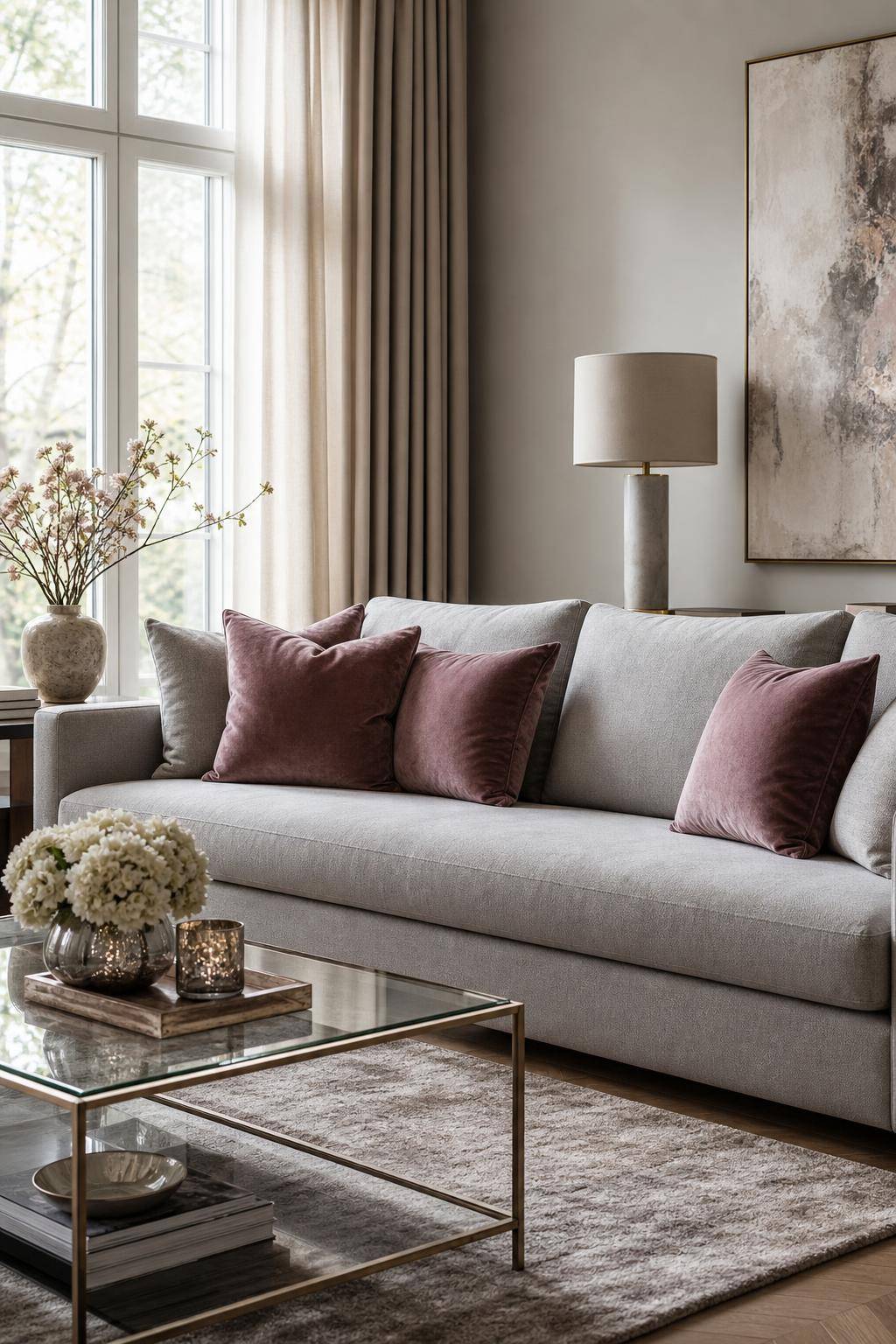 Einrichtungsideen mit der Farbe Mauve- Wähle Samtkissen in Mauve-Tönen