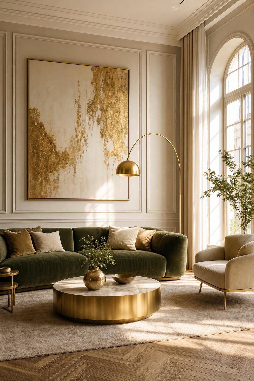 Farbtrends 2025- Setze goldene Deko-Elemente als Highlight ein
