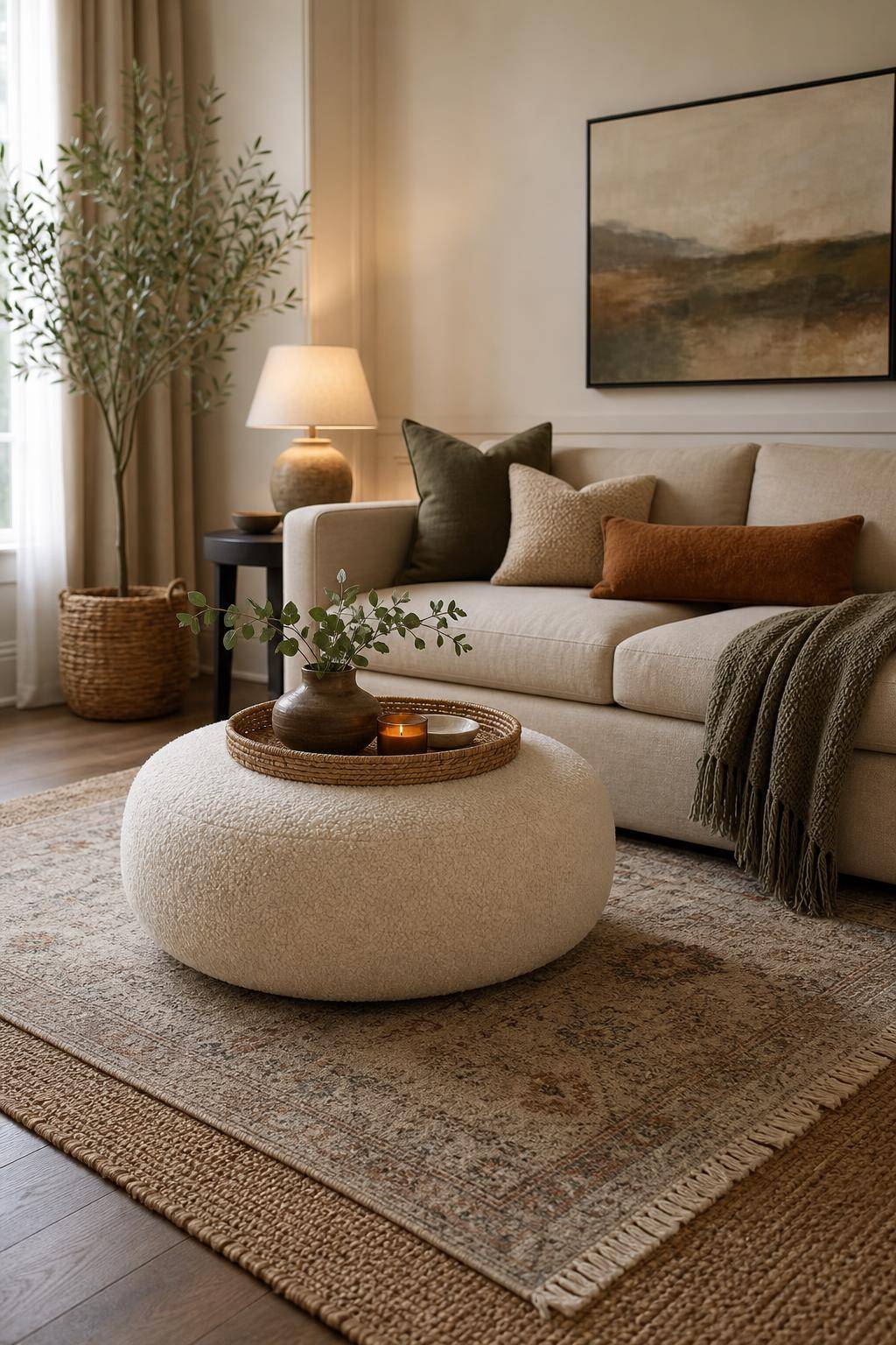 Ideen: verschiedene Arten von Couchtischen- Ersetze den klassischen Couchtisch durch einen Pouf