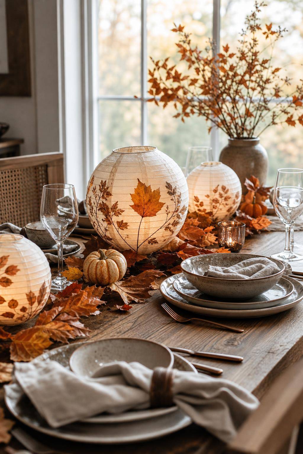 Ideen für Tischdeko im Herbst- Setze auf Papierlaternen mit Herbstmotiven
