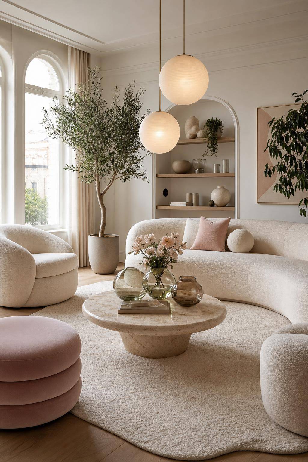 Inspiration: Curvy-Interior-Trend bei Möbeln- Dekoriere mit kugelförmigen Vasen und Leuchten
