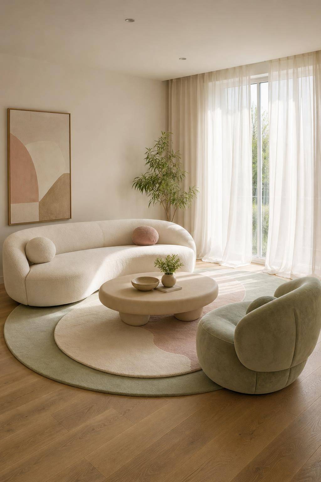 Inspiration: Curvy-Interior-Trend bei Möbeln- Ergänze deine Räume mit elliptischen Teppichen