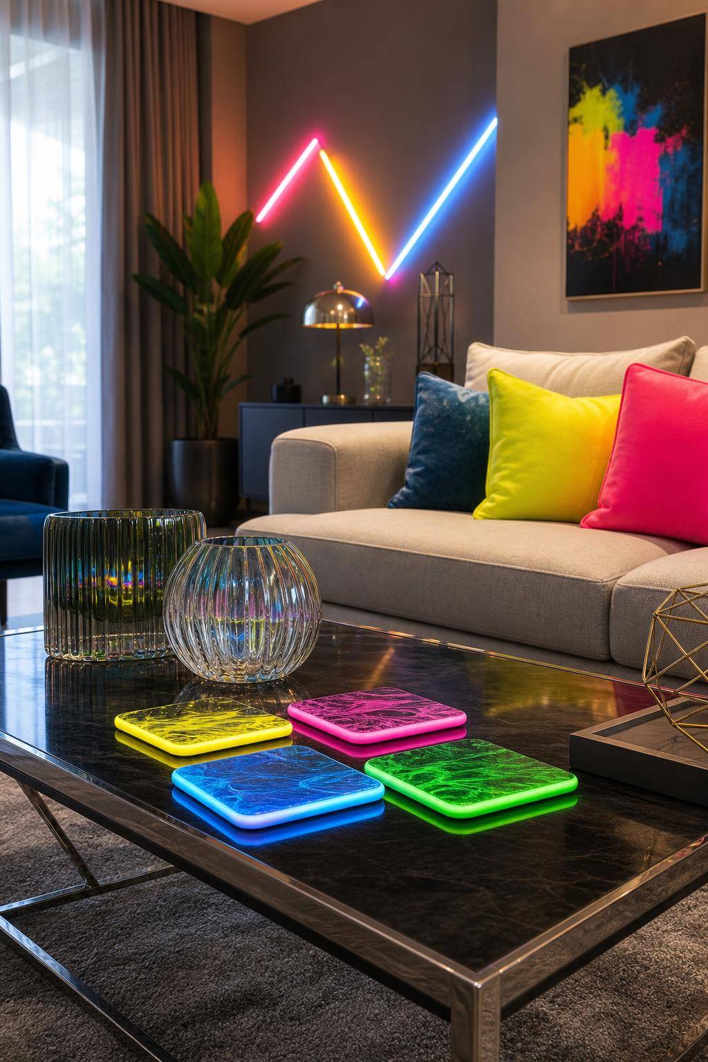 Inspiration: Einrichtung mit Neonfarben- Gestalte Untersetzer in knalligen Neon-Tönen