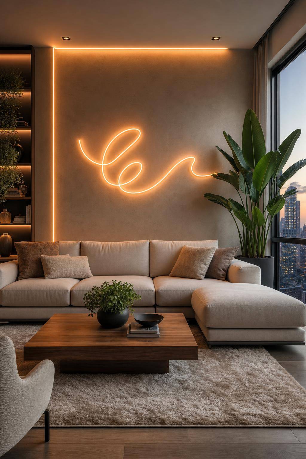 Inspiration: Einrichtung mit Neonfarben- Hänge eine Neon-Leuchtschrift im Wohnzimmer auf