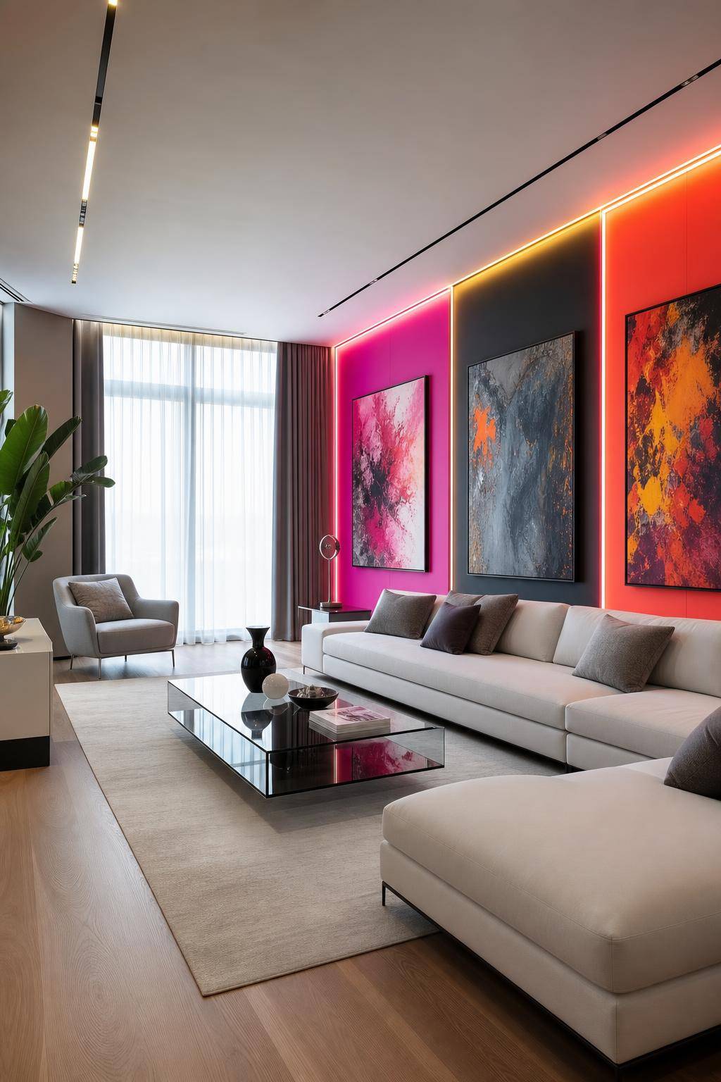 Inspiration: Einrichtung mit Neonfarben- Präsentiere Kunstwerke in Neon-Paneelen