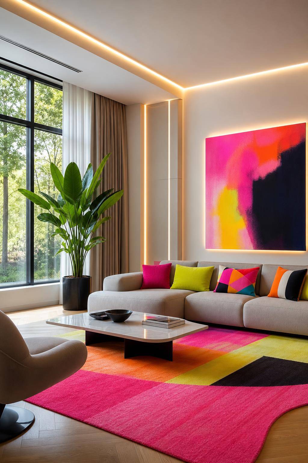 Inspiration: Einrichtung mit Neonfarben- Wähle knallige Teppiche für Farbakzente