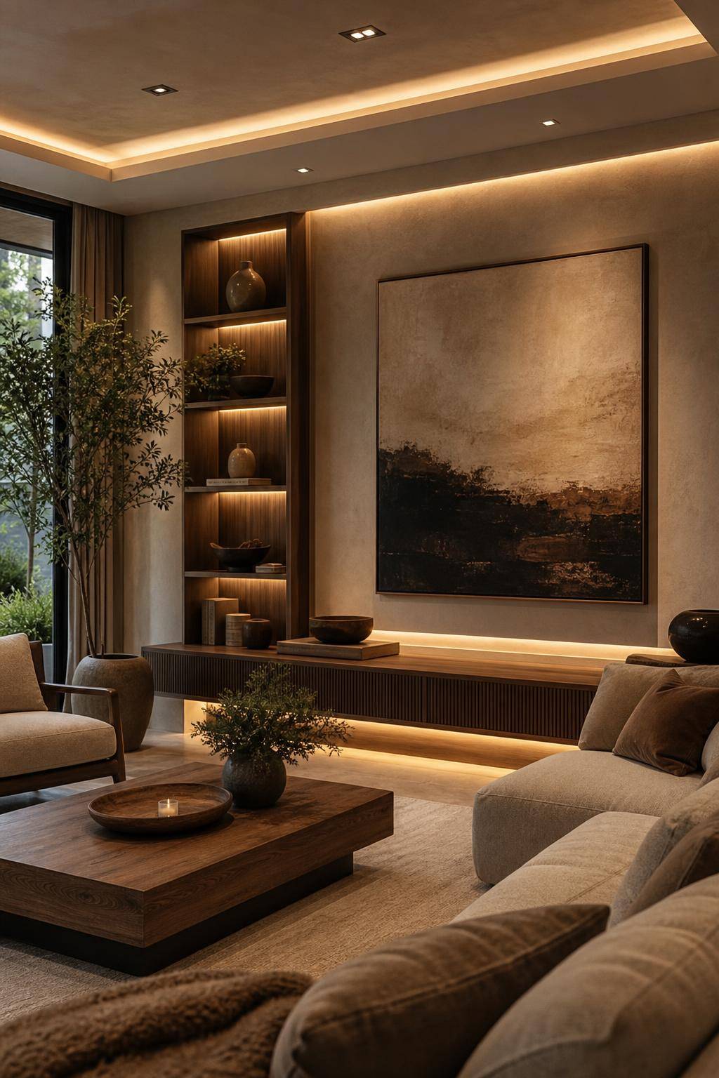 Inspiration: indirekte Beleuchtung im Wohnzimmer- Baue Lichtleisten in Möbel für Tiefe