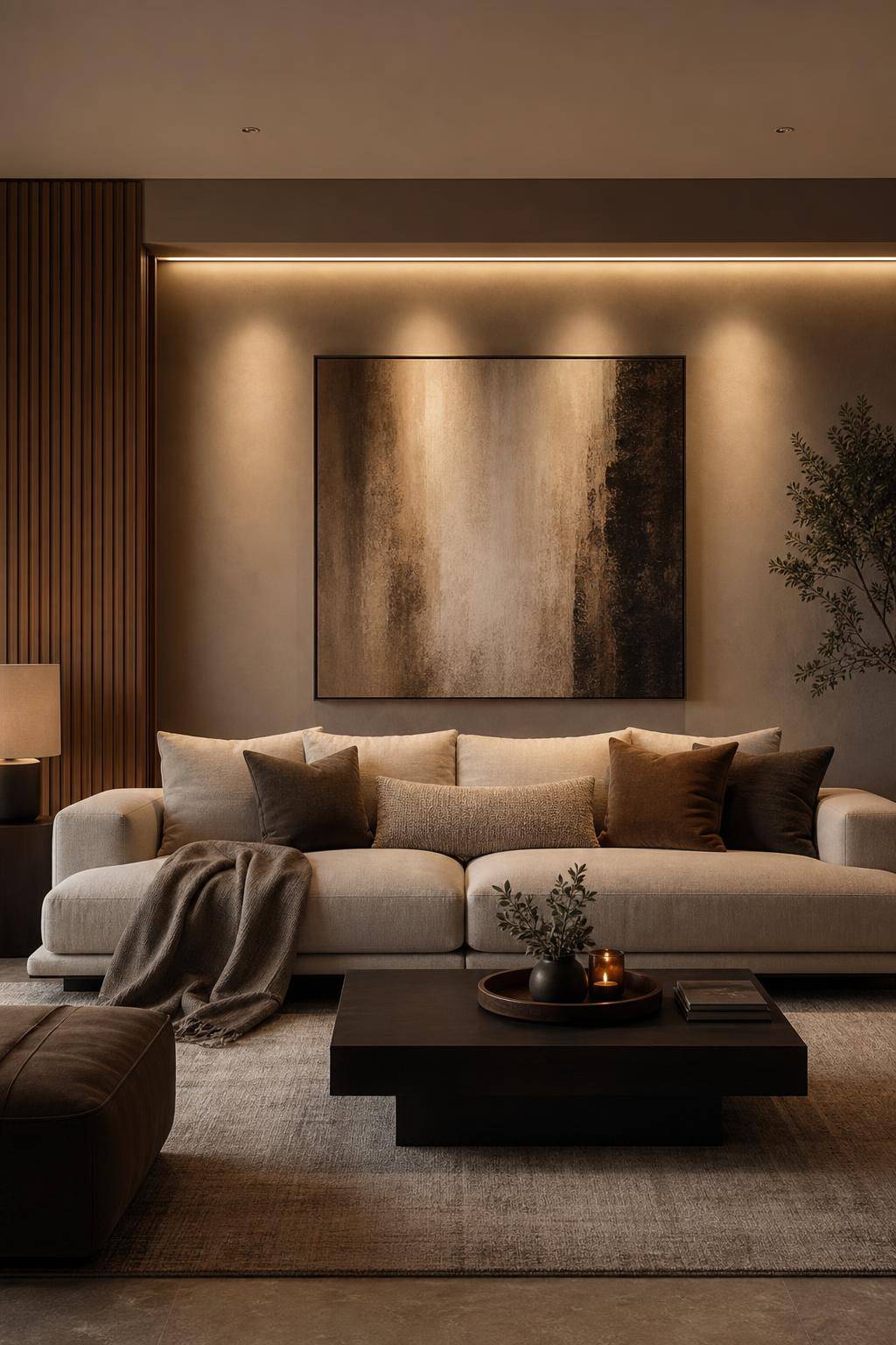 Inspiration: indirekte Beleuchtung im Wohnzimmer- Ergänze das Sofa mit nach unten strahlender Beleuchtung