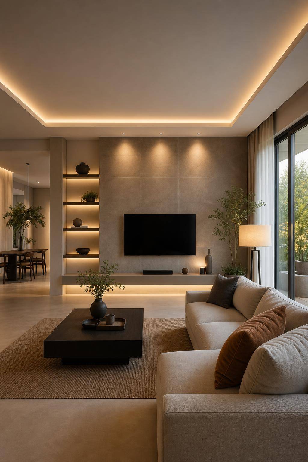 Inspiration: indirekte Beleuchtung im Wohnzimmer- Verbinde verschiedene Lichtquellen für Dynamik