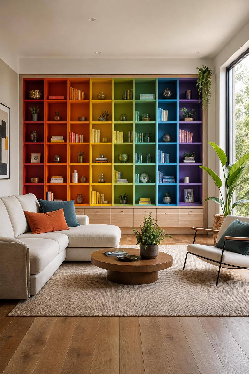 Kreative Ideen für Bücherregale-Gestalte dein Regal in Regenbogenfarben