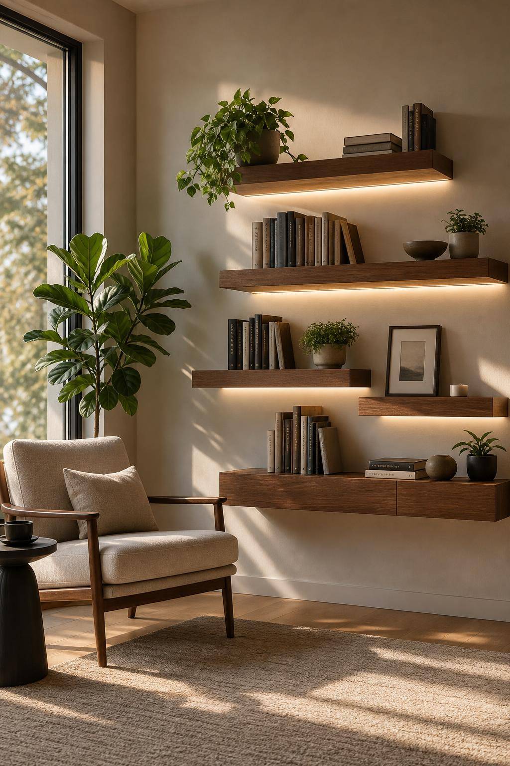 Kreative Ideen für Bücherregale- Hänge schwebende Regalbretter an die Wand
