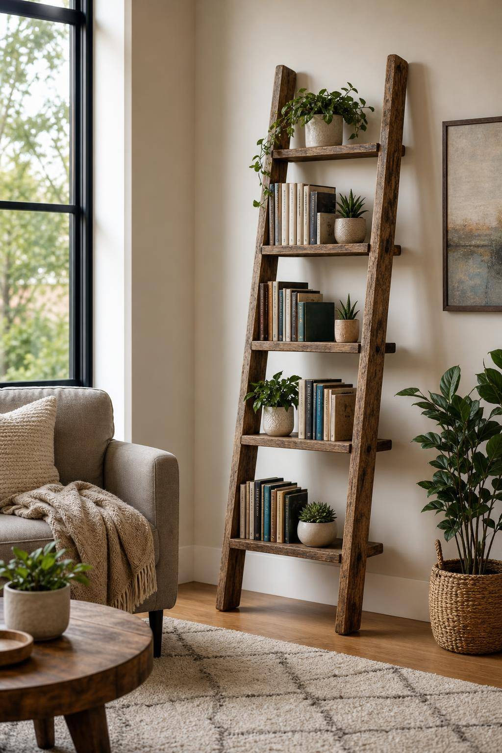 Kreative Ideen für Bücherregale- Verwandle Leitern in originelle Bücherregale