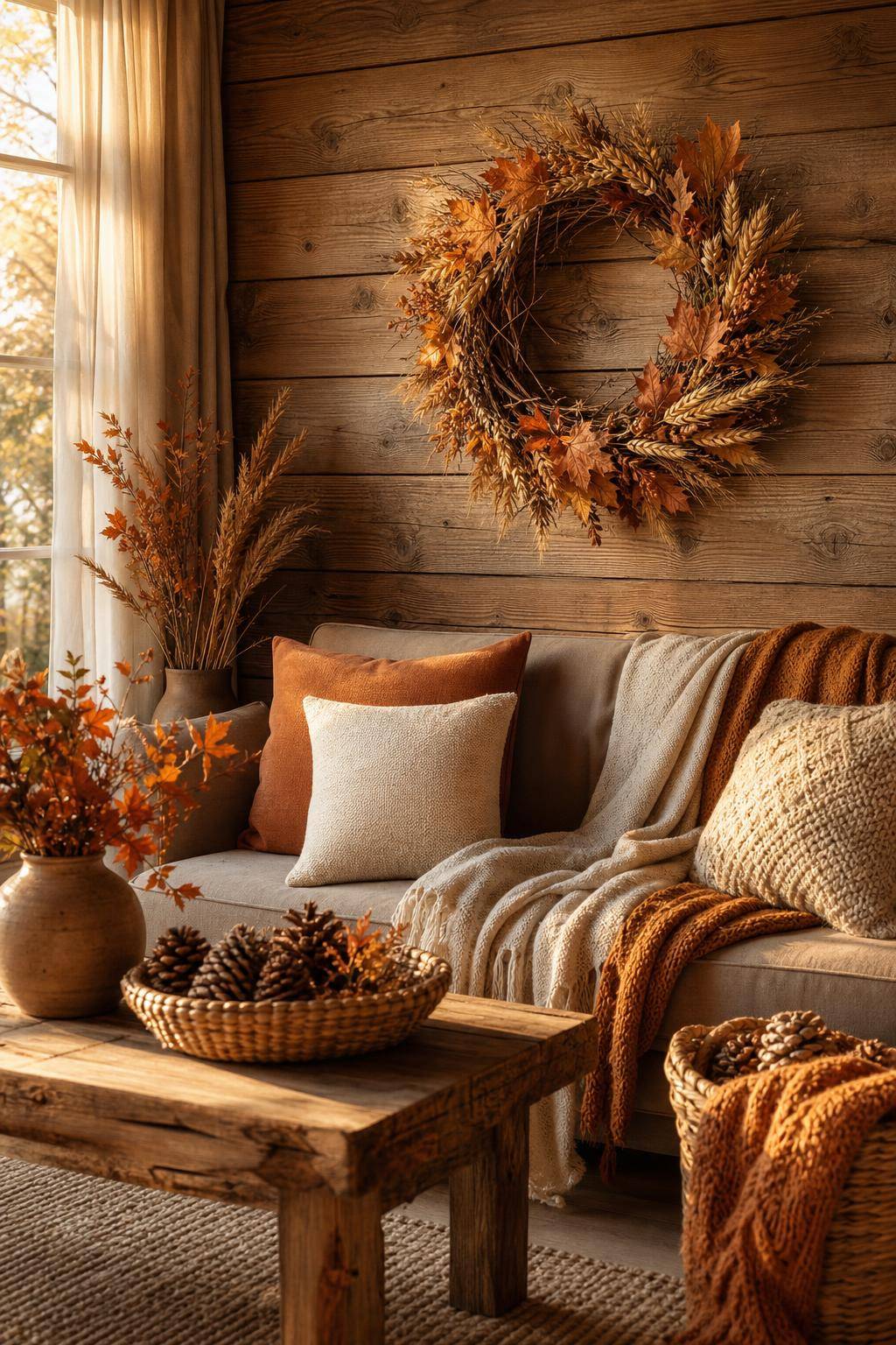 Schöne Herbstkranz-Ideen- Mixe verschiedene Texturen für mehr Tiefe