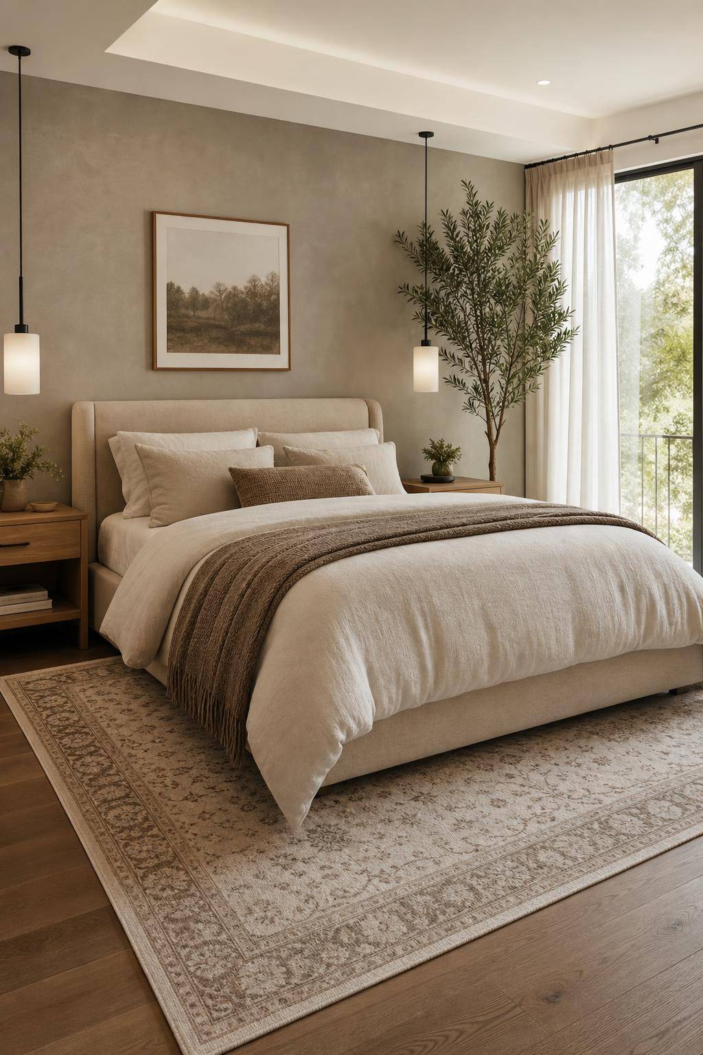 Teppich-Ideen für das Schlafzimmer- Betone den Bettbereich mit einem Läufer