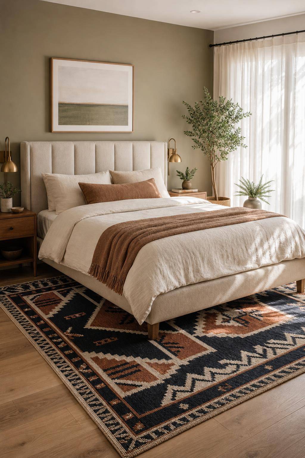 Teppich-Ideen für das Schlafzimmer- Hebe Möbel hervor mit kontrastreichem Teppich
