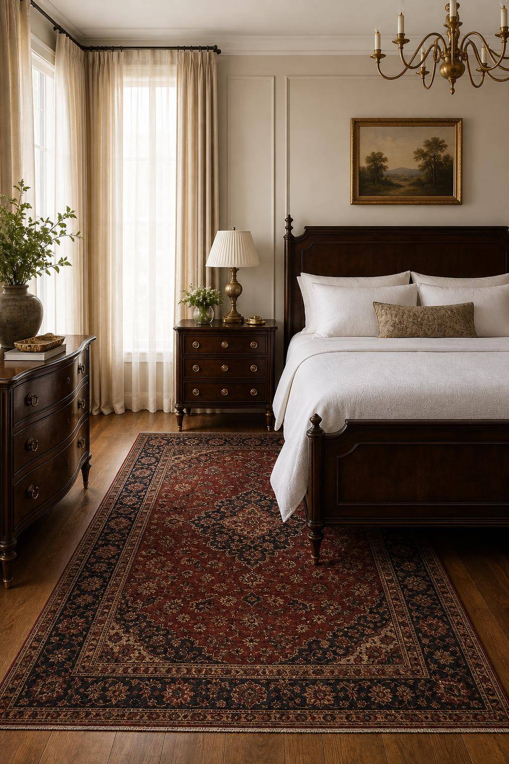 Teppich-Ideen für das Schlafzimmer- Probiere einen Vintage-Look mit Orientteppich