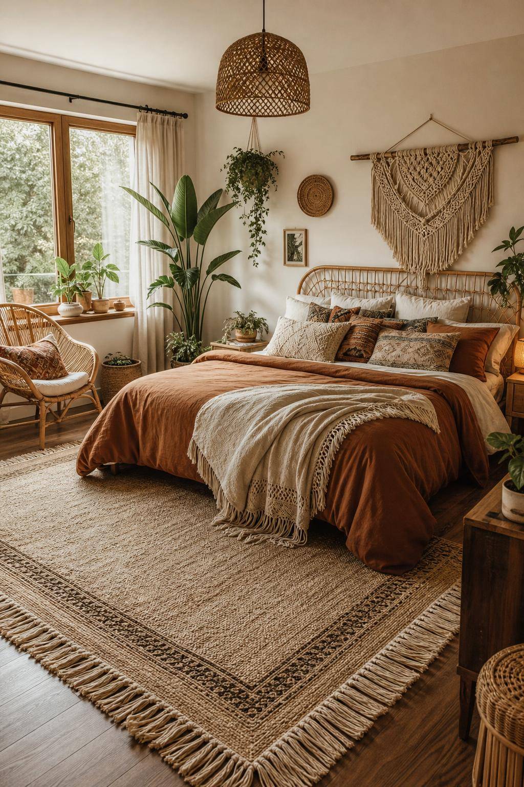 Teppich-Ideen für das Schlafzimmer- Umarme das Boho-Design mit Fransen-Teppichen